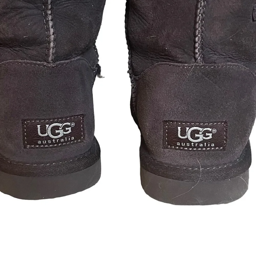 Ugg Australia Bailey Triplet Sherpa‎ Lined Button Boots Brown Sz 4 US 34 EU